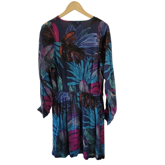 Karen Kane Long Sleeve Faux Wrap Dress Sz L Colorful Versatile USA Resortwear - Picture 3 of 12